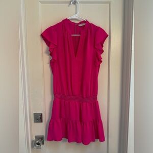 Amanda Uprichard Fuchsia Ruffle Mini Romper Dress Size Medium